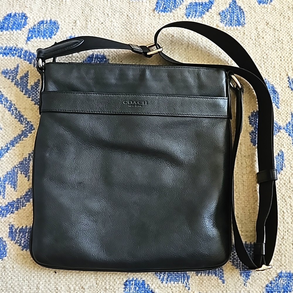 Coach crossbody unisex messenger bag, black , thin bag